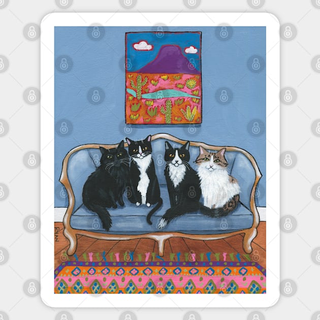 The Sofa Cats Sticker by KilkennyCat Art